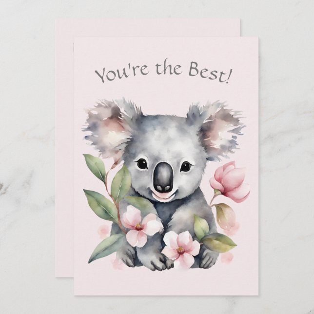 Cartão de Saudação Personalizado do Urso Koala (Frente/Verso)