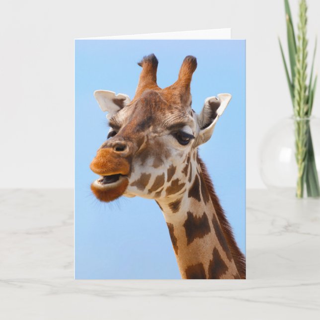 Cartão de saudação personalizado Giraffe Portrait (Frente)