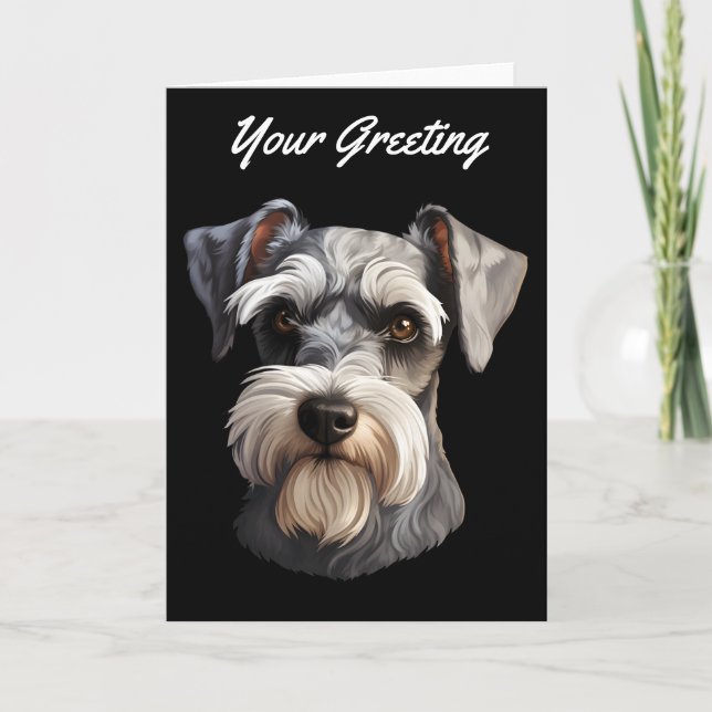 Cartão de Saudação Personalizado Miniatura Schnauz (Frente)