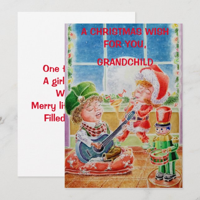 Cartão de saudação personalizado para netos (Frente/Verso)