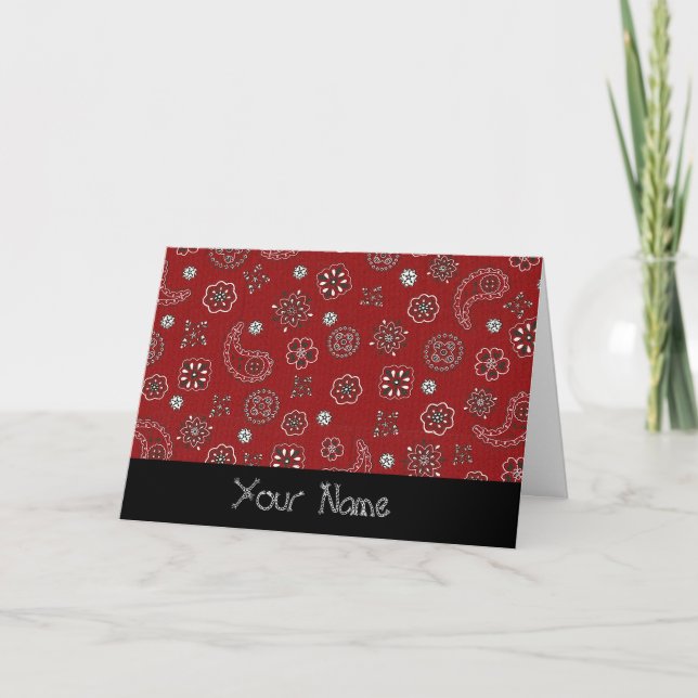 Cartão de Saudação Personalizado Red Bandana (Frente)