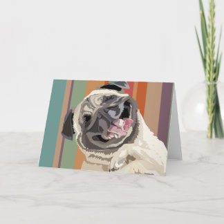 Cartão de saudação personalizável Pug Rindo