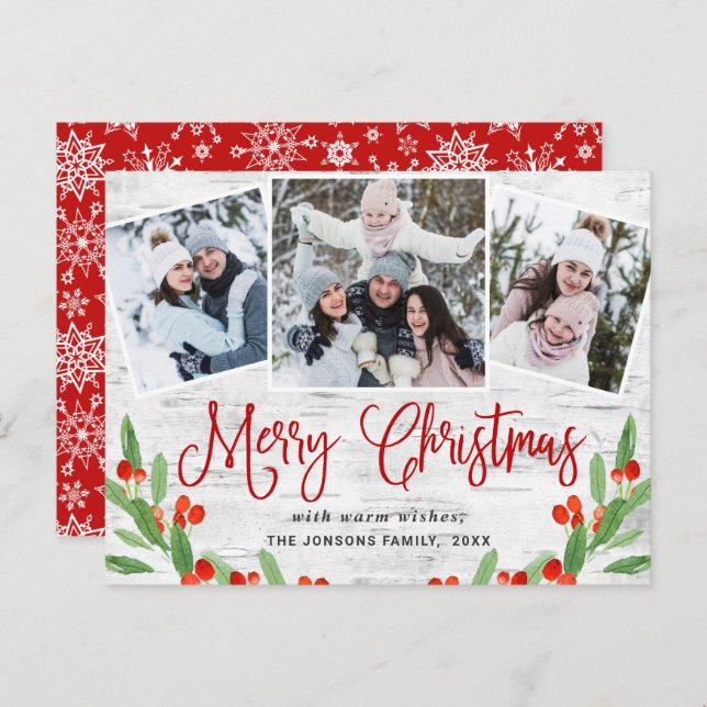 Cartão de saudação PHOTO de Natal Russo 3 (Frente/Verso)