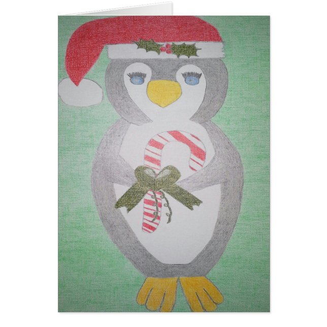 Cartão de Saudação Pinguim de Natal Gelado (Frente)