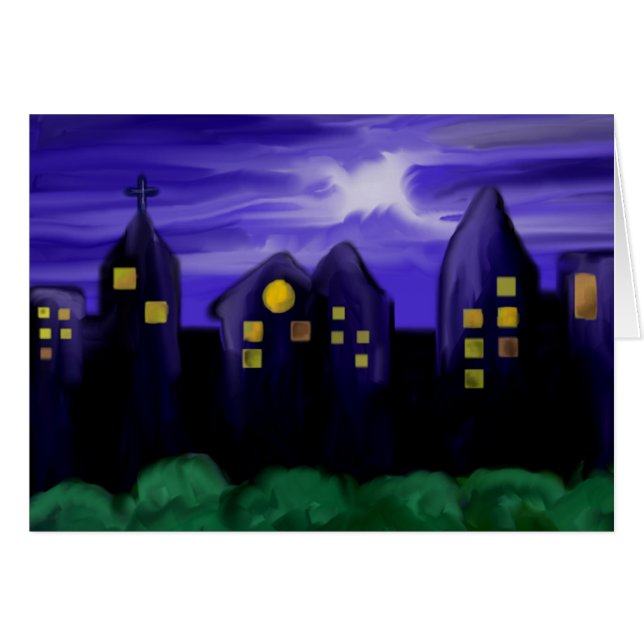 Cartão de saudação pintado para o céu noturno (Frente Horizontal)