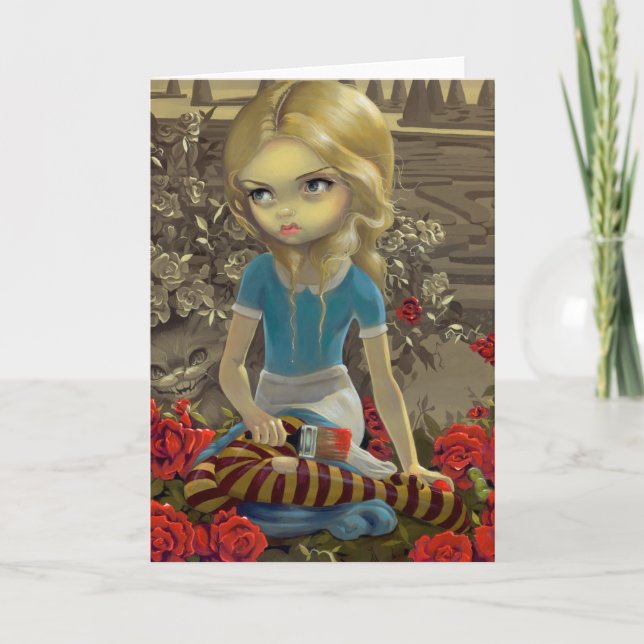 Cartão de saudação "Pintura do Rosa Vermelho" (Frente)