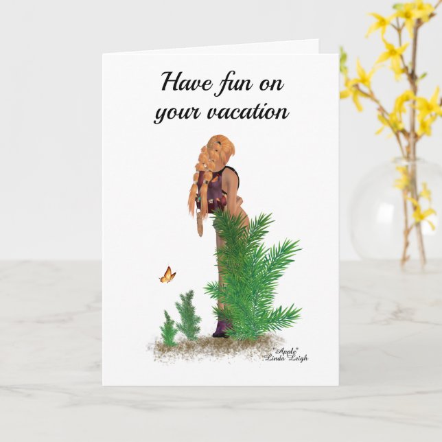 Cartão de Saudação Pinup Girl do Hiker Redhead (Flor Amarela)