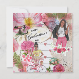 Cartão de Saudação Plana para o Dia de Galentine
