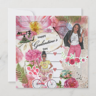 Cartão de Saudação Plana para o Dia de Galentine