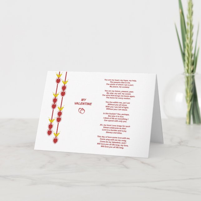 Cartão de Saudação Poema do namorados (Frente)