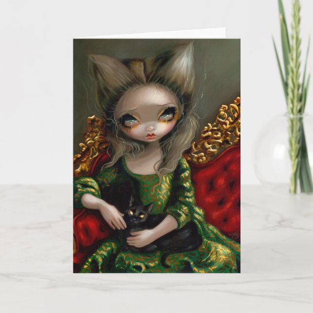 Cartão de saudação "Princesa com um Gato Negro" (Frente)