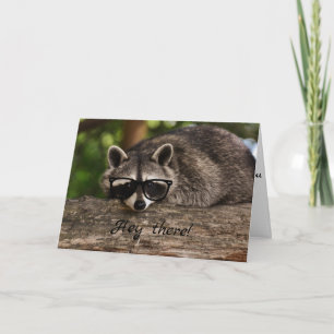 Cartão de Saudação Raccoon de hipster em qualquer