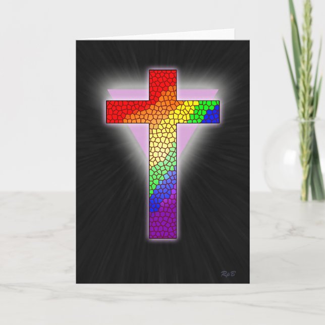 Cartão de Saudação Rainbow Cross (Frente)