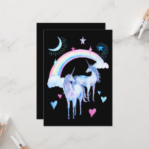 Cartão de saudação Rainbow e unicorns