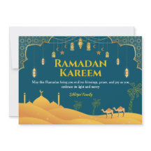 Cartão de Saudação Ramadã Mubarak Azul Escuro