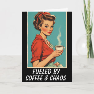 Cartão de Saudação RETRO DONA DE CASA CAFÉ EM BRAN