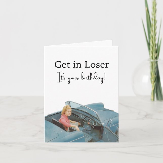 Cartão de saudação retrô engraçado de aniversário (Frente)