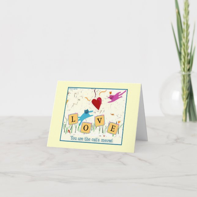 Cartão de saudação romântico de Cat's Meow (Frente)