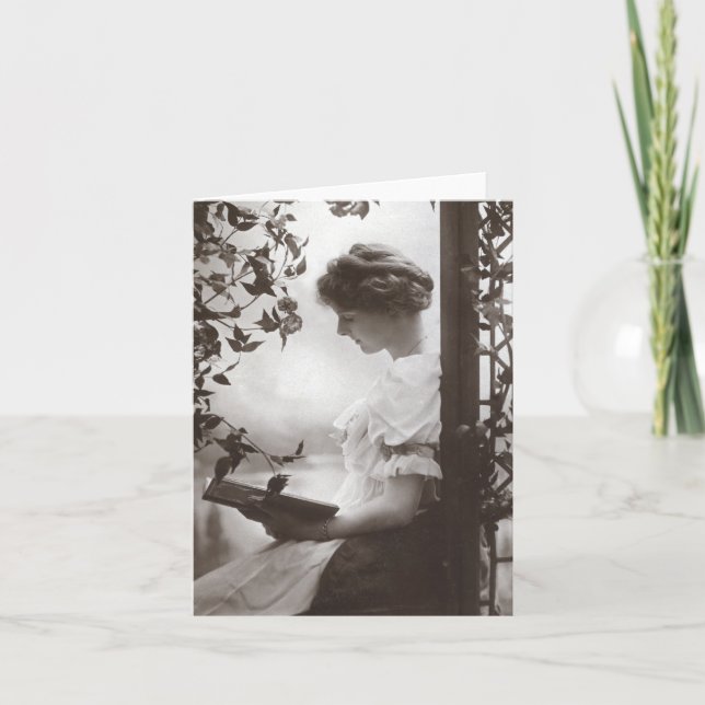 Cartão de Saudação Romântico para Mulher Leitora (Frente)