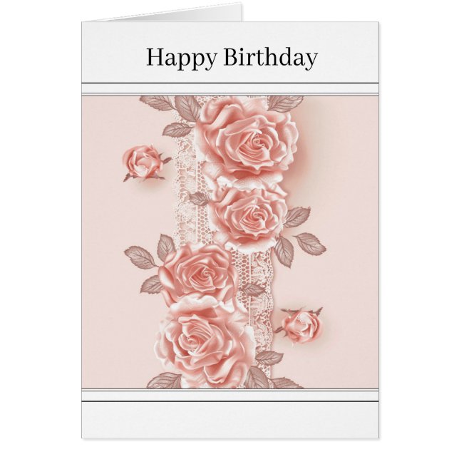 Cartão de Saudação Rosa Rosa Rosa bonito e Colar (Frente)