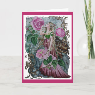 Cartão de saudação rosa rosa-rosa fada 1