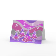 Cartão de saudação roxo das Árvores de inverno