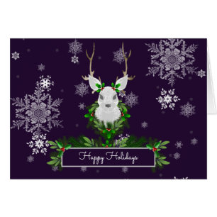 Cartão de Saudação Roxo Reindeer