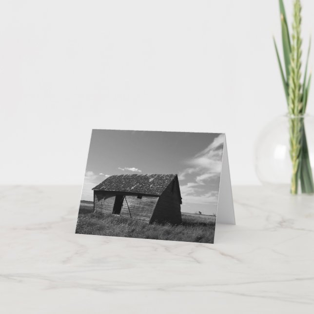 Cartão de Saudação Rústico de Pradaria de Cinza (Frente)