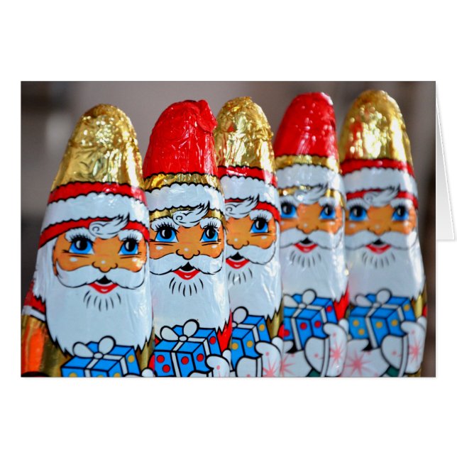 Cartão de Saudação Santa Claus Chocolates (Frente Horizontal)