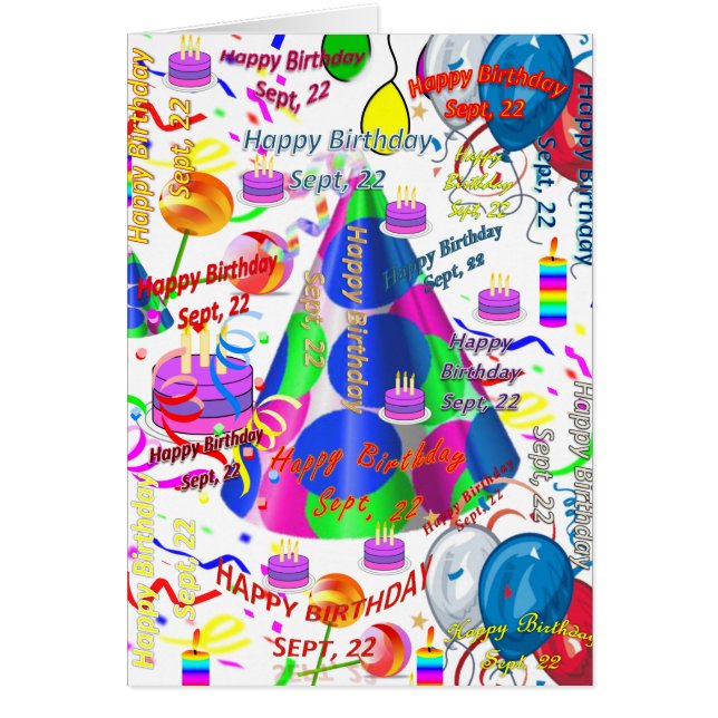 Cartão de Saudação setembro, 22 Aniversário (Frente)