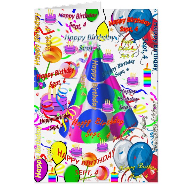 Cartão de Saudação setembro, 4 de Aniversário (Frente)