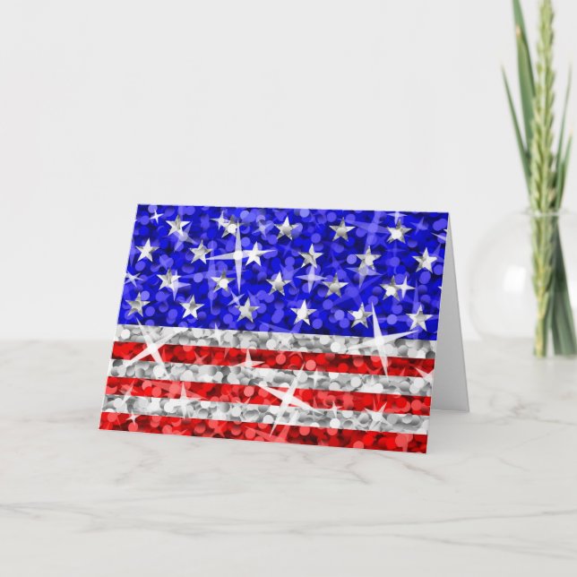 Cartão de saudação 'Seu Texto' Glitz USA (Frente)