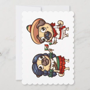 Cartão de Saudação Simples Cinco De Mayo Pugs