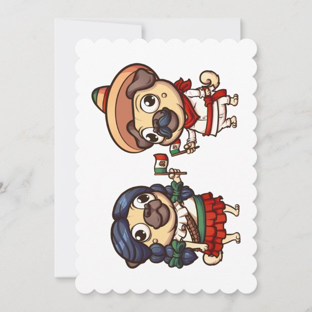 Cartão de Saudação Simples Cinco De Mayo Pugs (Frente)