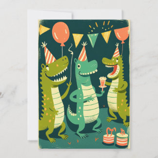Cartão de Saudação Simples Crocodilos de Aniversár