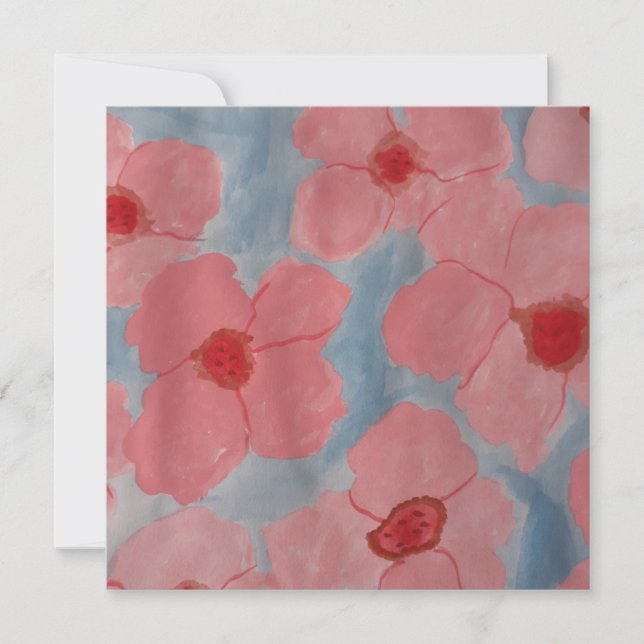 Cartão de Saudação Simples das Flores Cor-de-Rosa (Frente)