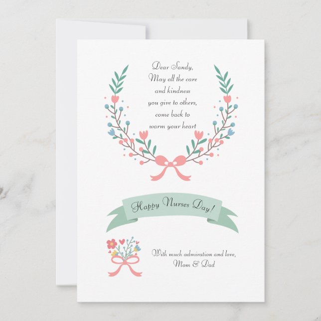 Cartão de Saudação Simples Dia das Enfermeiras Sen (Frente)