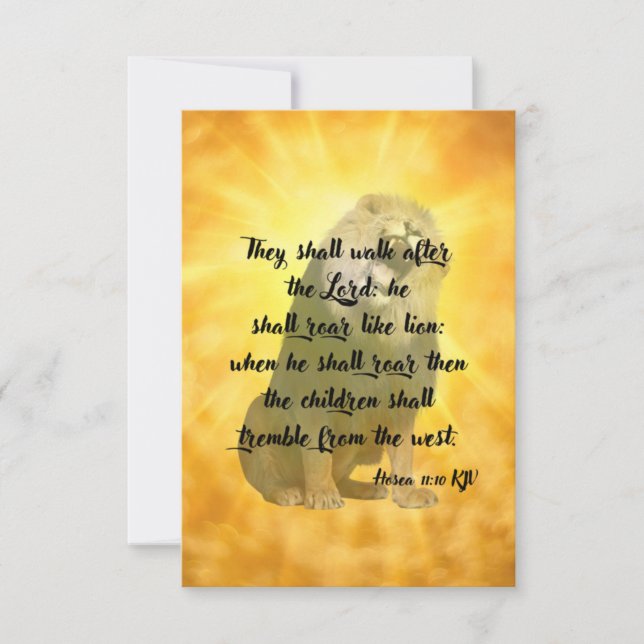 Cartão de Saudação Simples Hosea 11:10 KJV (Frente)