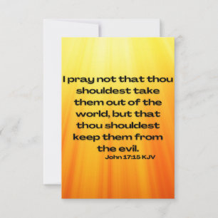 Cartão de Saudação Simples John 17:15 KJV Bíblia V