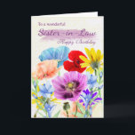 Cartão de Saudação Sister-in-Law Flowers<br><div class="desc">Sister-in-Law Watercolor Wild Flowers - Bonito flores de jardim d'água pansies de várias cores,  todas as flores foram originalmente pintadas manualmente por mim. Um doce cartão que é perfeito para qualquer senhora.</div>