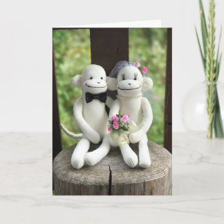 Cartão de Saudação Sock Monkey Wedding (Rosa)