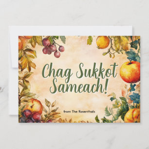 Cartão de saudação Sukkot para Colheita de ouros