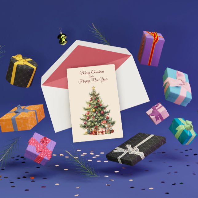 Cartão de Saudação Tradicional de Árvore de Natal (Front)