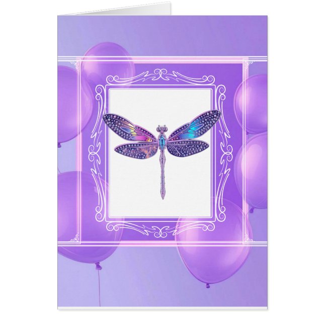 Cartão de Saudação Trendy Holographic Dragonfly (Frente)