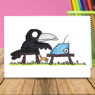 Cartão de saudação TYPEWRITER CROW por Nicole J