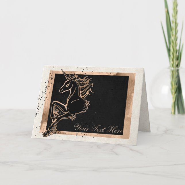 Cartão de Saudação Unicórnio Preto (Frente)