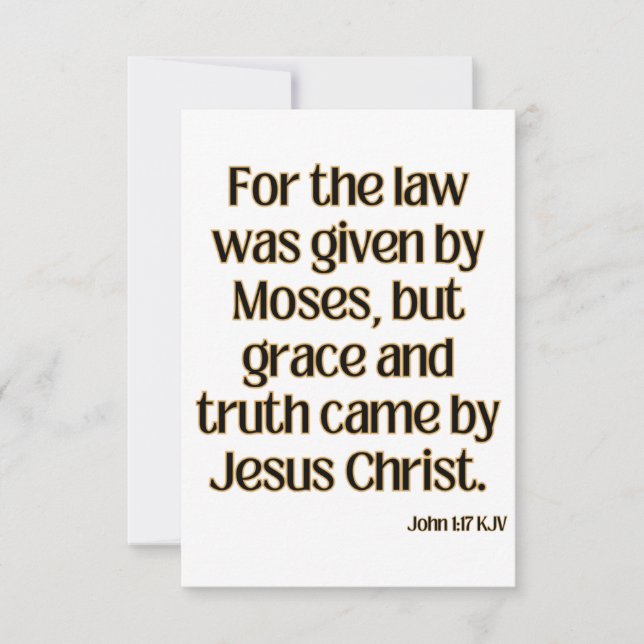 Cartão de Saudação Verso de Bíblia John 1:17 (Frente)