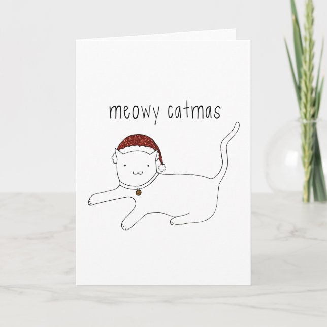 Cartão de saudação vertical Meowy Catmas (Frente)