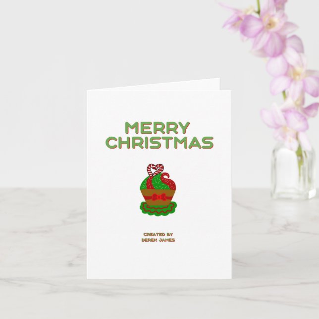 Cartão de Saudação Vertical Pequeno Cupcake de Nat (Orquídea)