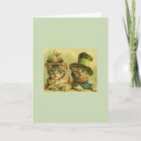 Cartão de Saudação Vintage Aniversário Gatos